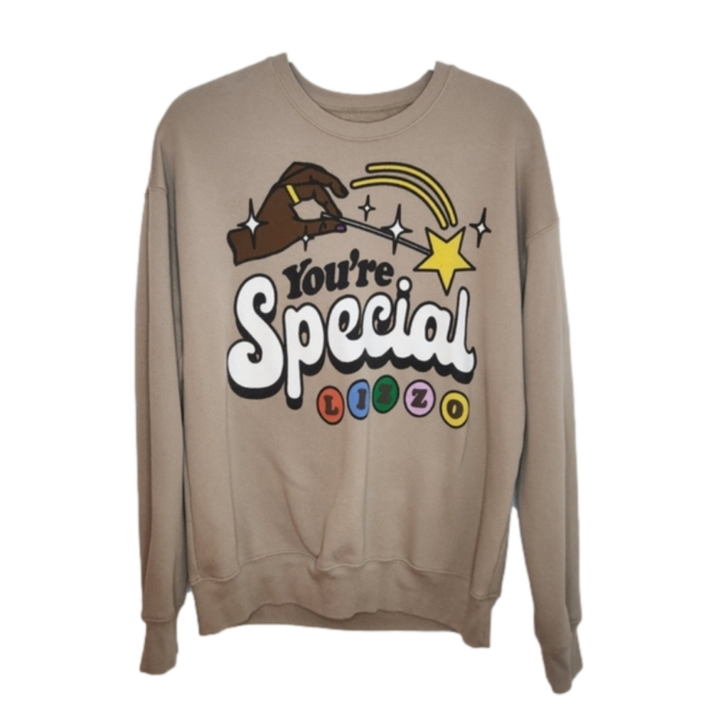 Women's Lizzo concert tour tan sweatshirt size M H26